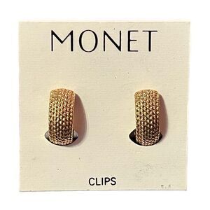NWT Monet Gold Tone Clip On Hoops